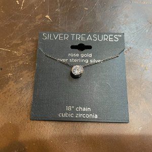 Women's Rose Gold Over Sterling Silver 18" Necklace w/ Cubic Zirconia Pendant